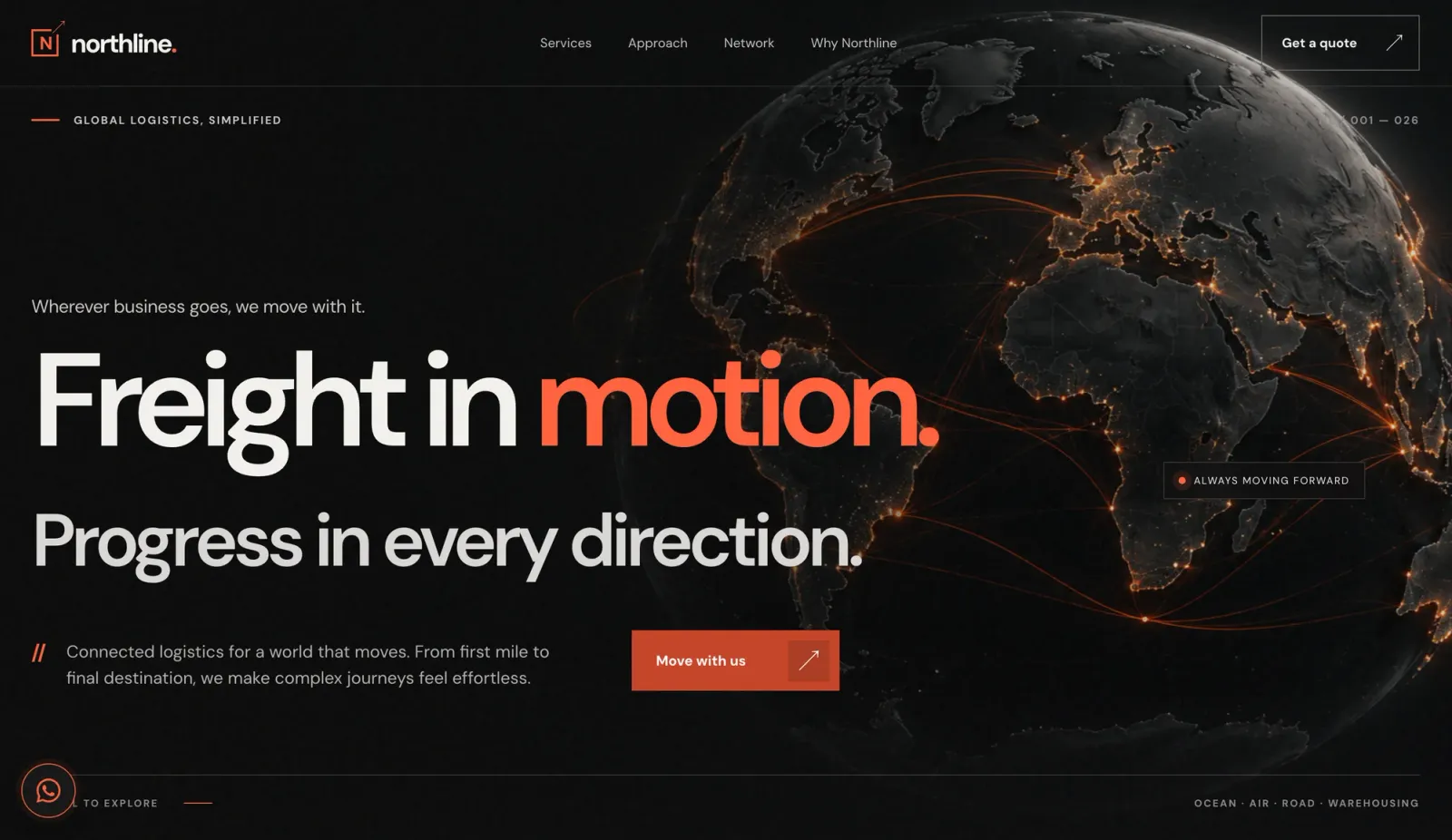 NORTHLINE LOGISTICS global multimodal freight forwarding and supply chain platform — light mode