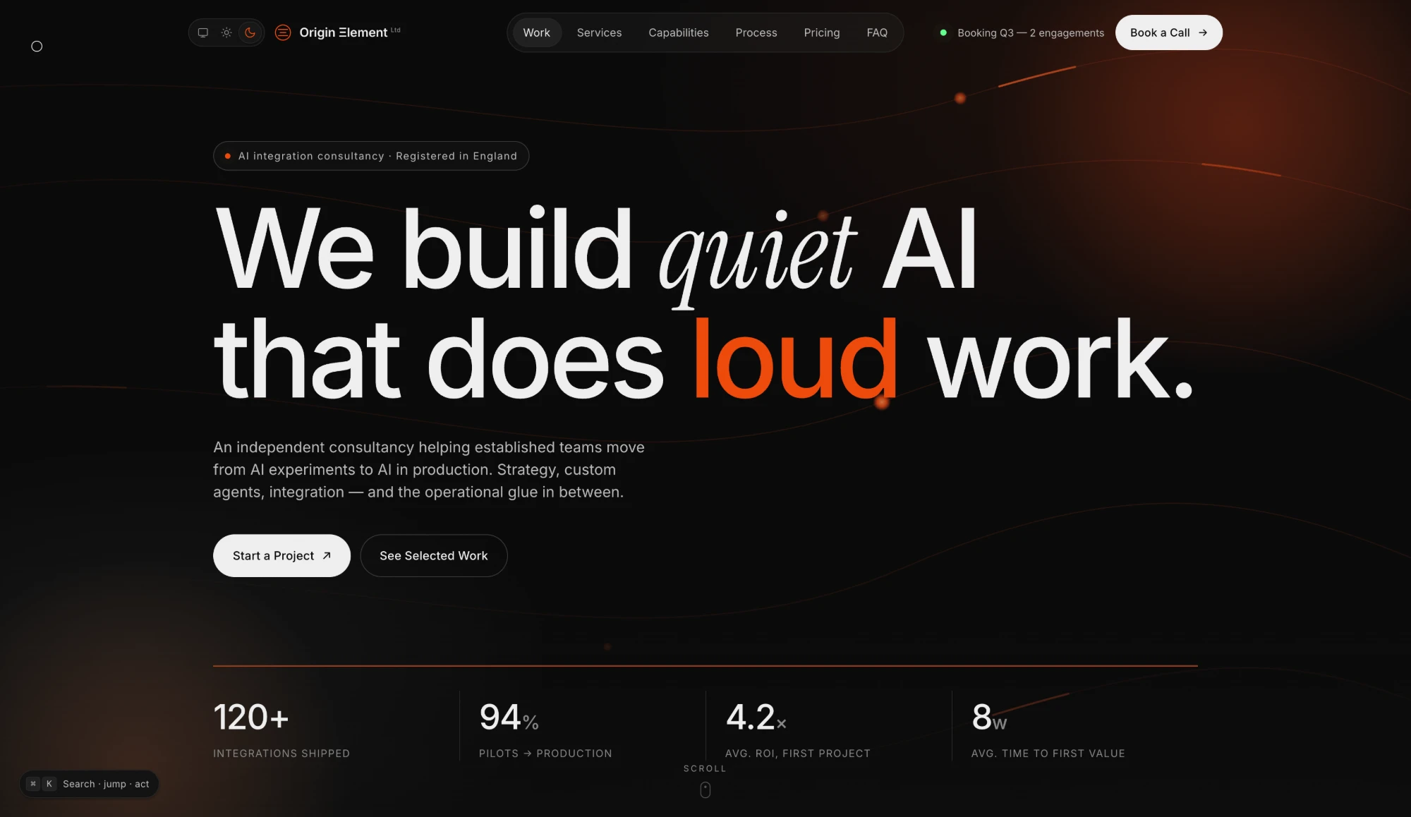 Origin Element — dark mode